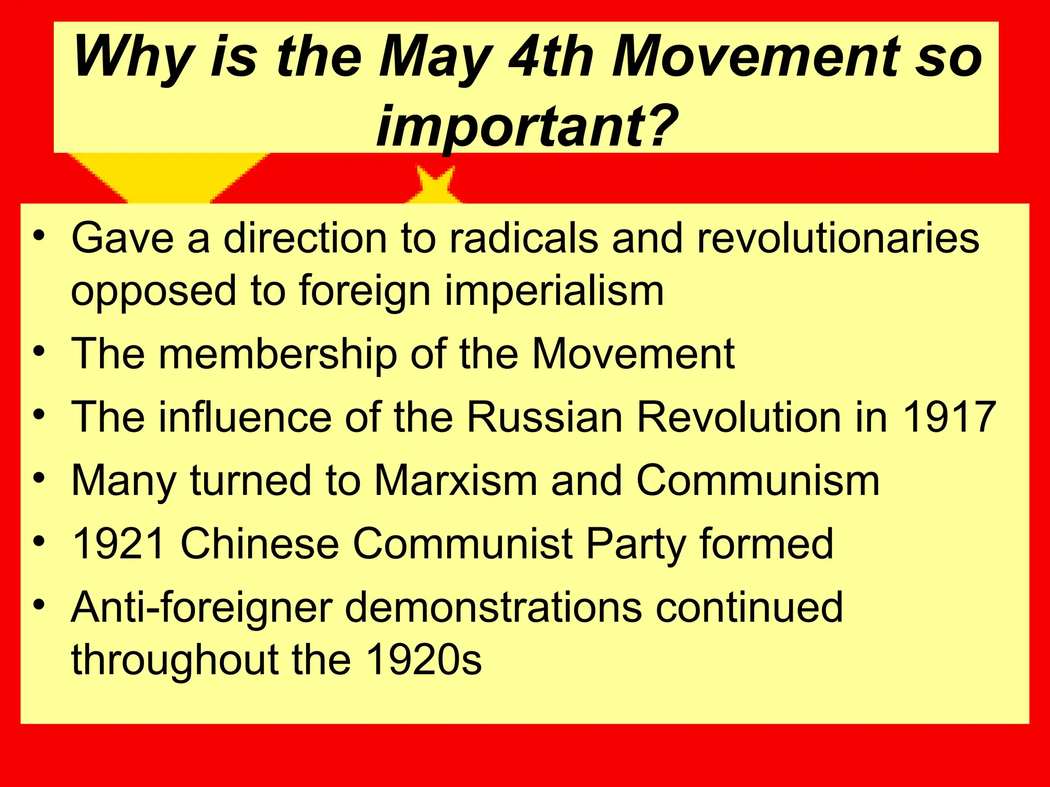The May 4th Movement IGCSE Depth Study Historyt | PPT