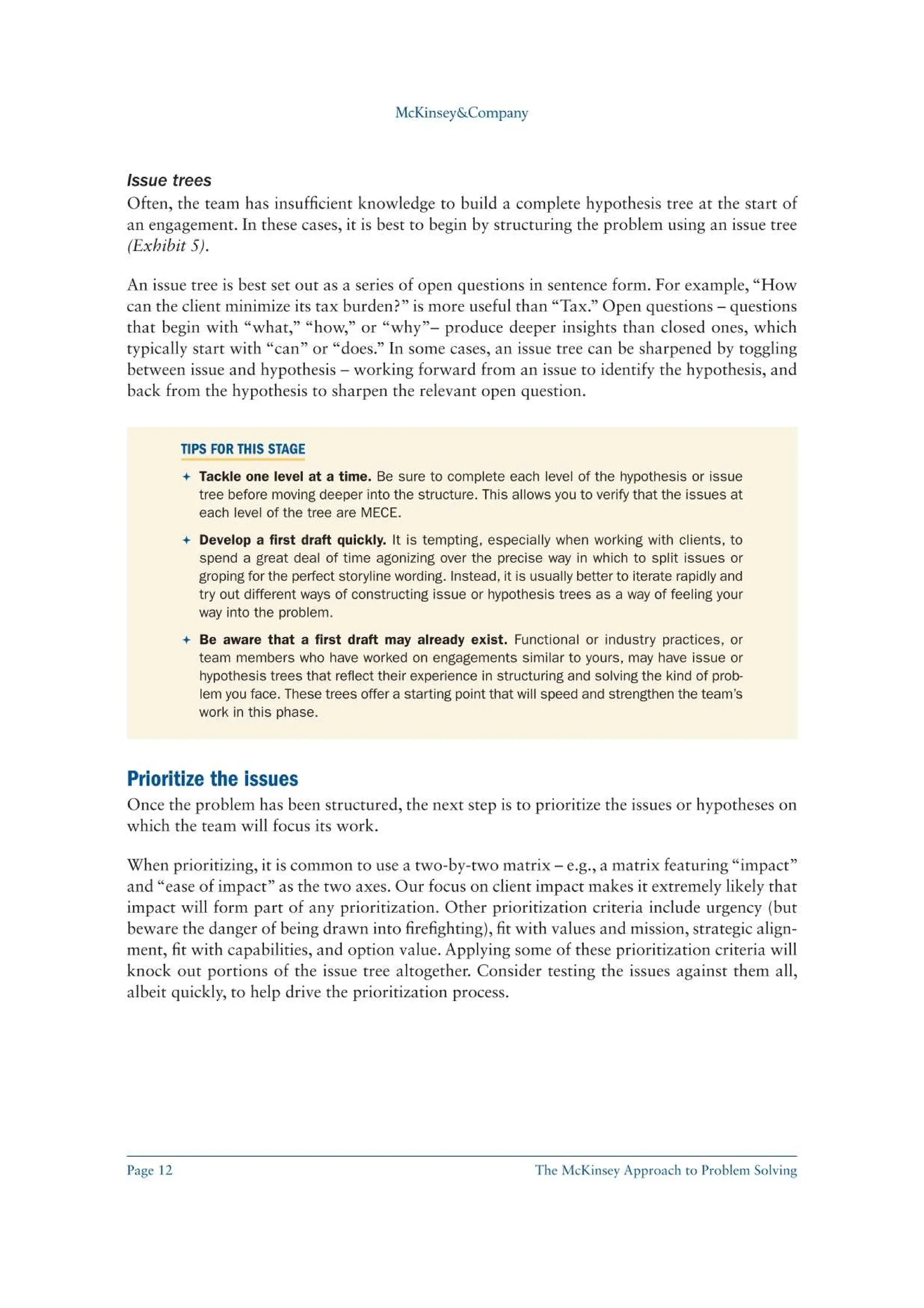 The McKinsey Approach to Problem Solving