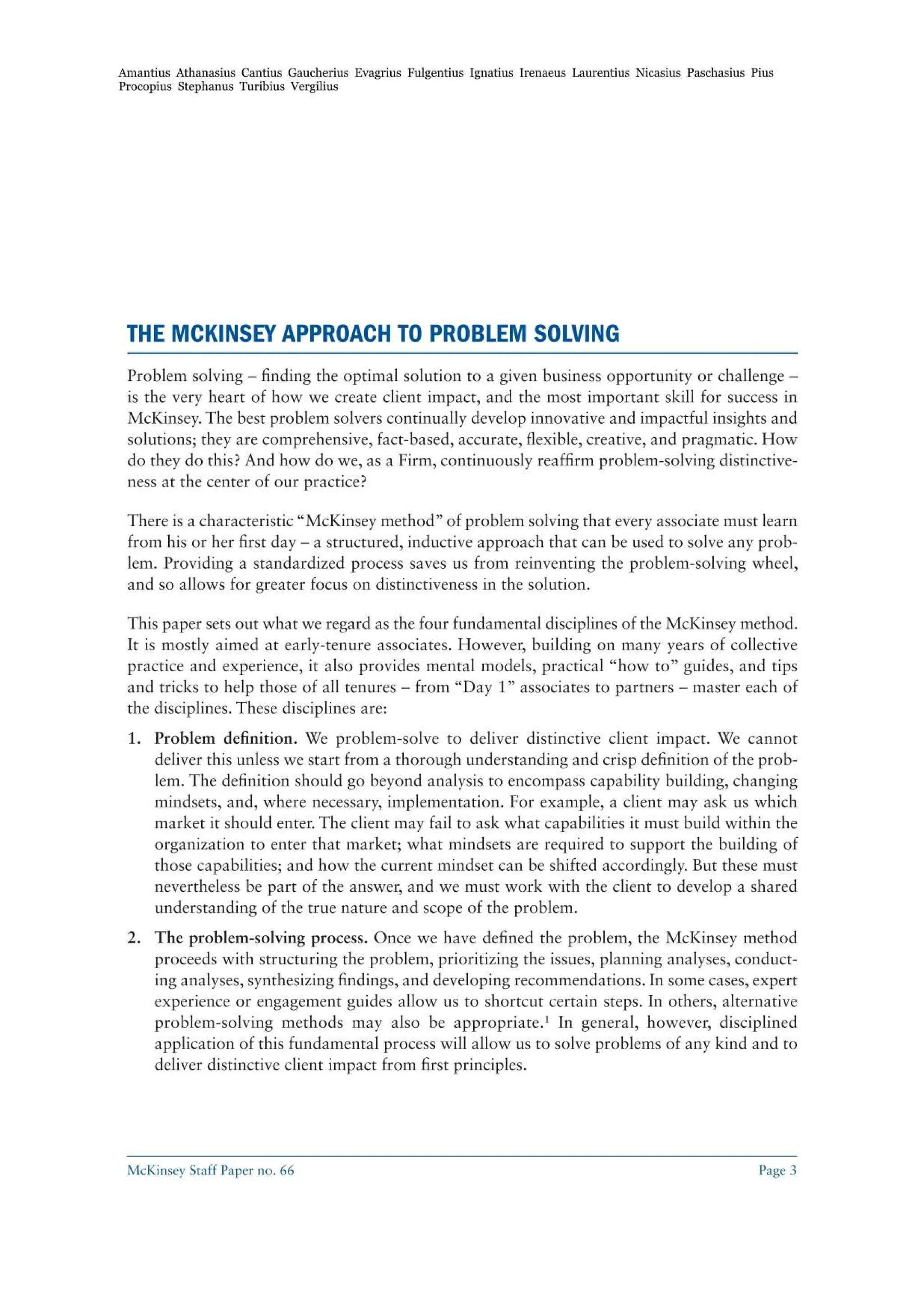 The McKinsey Approach to Problem Solving