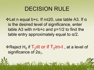 The mc nemar test for significance of changes | PPTX