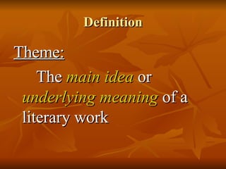 the meaning of theme in literature