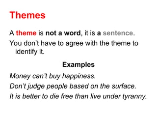 An English Lesson on Themes with examples | PPT
