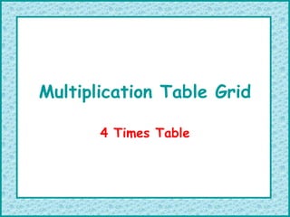 Multiplication Table Grid 4 Times Table 
