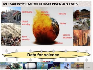 H2020 Project Project Number: 654182
Data for science
MOTIVATION:SYSTEMLEVELOFENVIRONMENTALSCIENCES
 