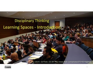Disciplinary Thinking
Learning Spaces - Introduction
      University Learning Spaces




            Image by velcr0, via Flickr, CC-BY http://www.flickr.com/photos/27216316@N06

                                                                                  1
 