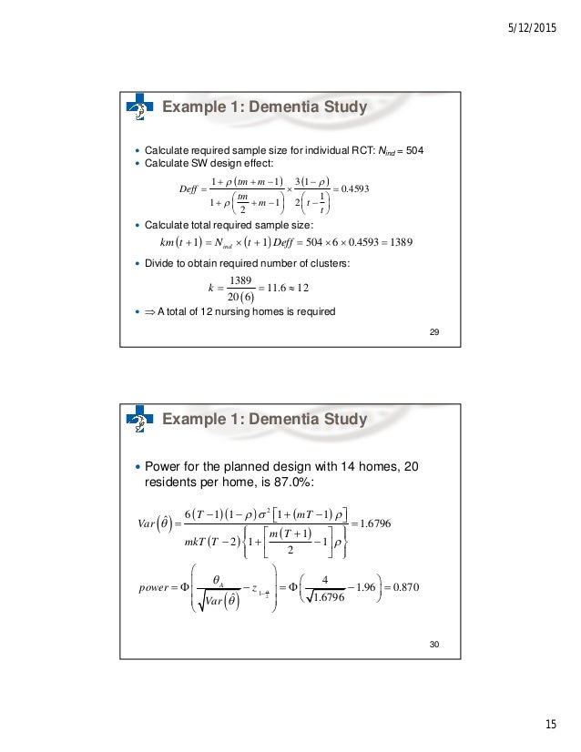 research and reporting methods for the stepped wedge cluster randomiz power sample size calculator