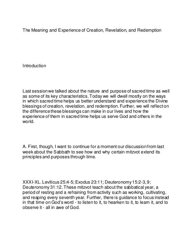 The Meaning And Experience Of Creation Revelation And Redemption