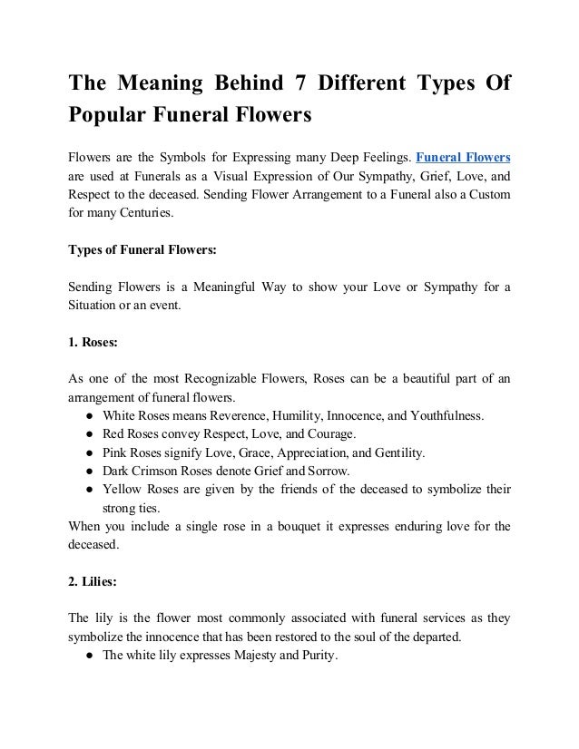 The Meaning Behind 7 Different Types Of Popular Funeral Flowers