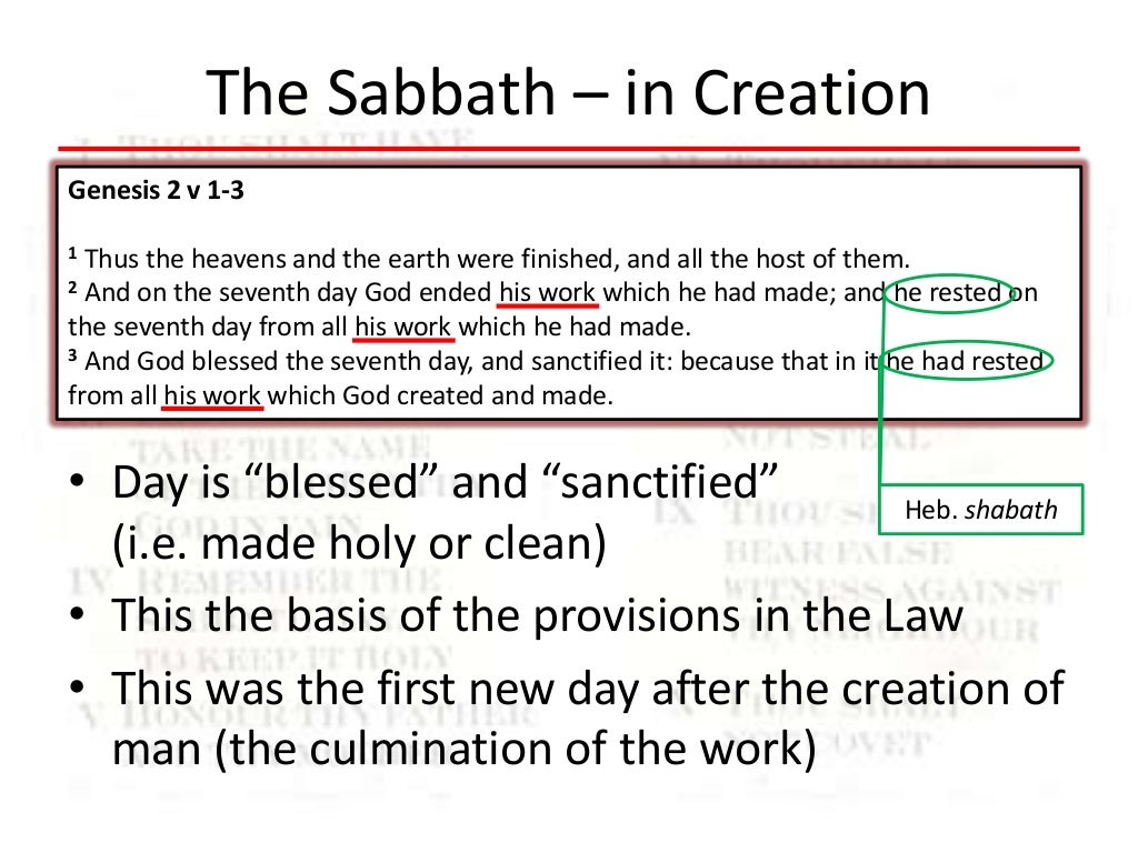 The meaning behind the sabbath
