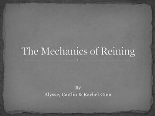 By Alysse, Caitlin & Rachel Ginn The Mechanics of Reining   