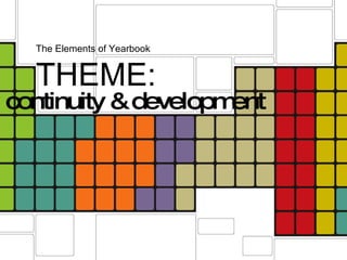 The Elements of Yearbook THEME: continuity & development 