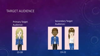 TARGET AUDIENCE
Primary Target
Audience:
Secondary Target
Audience:
13-18 19-22
 
