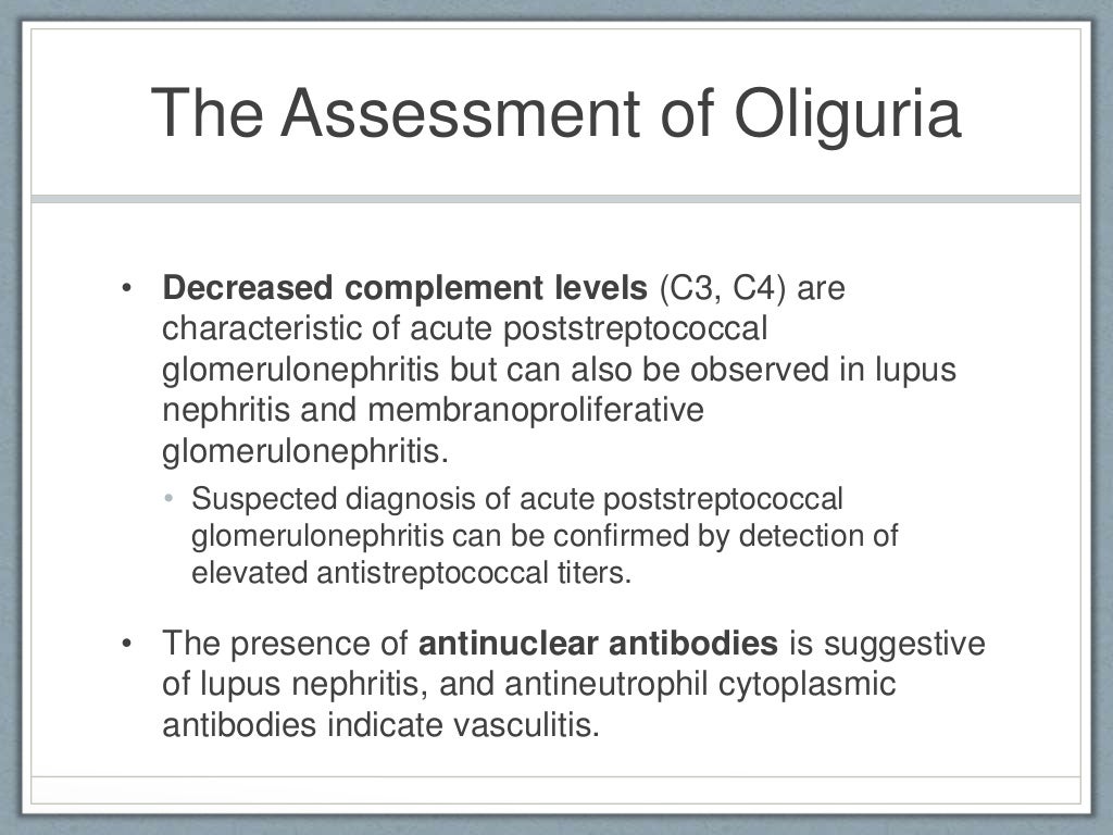 The Medical Assessment and Management of Oliguria