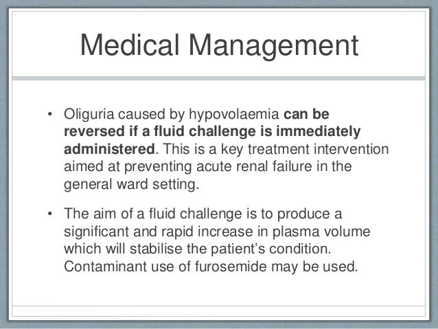 the medical assessment and management of oliguria oliguria