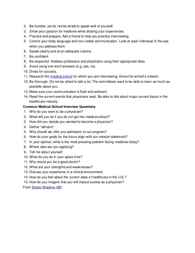 The medical school interview