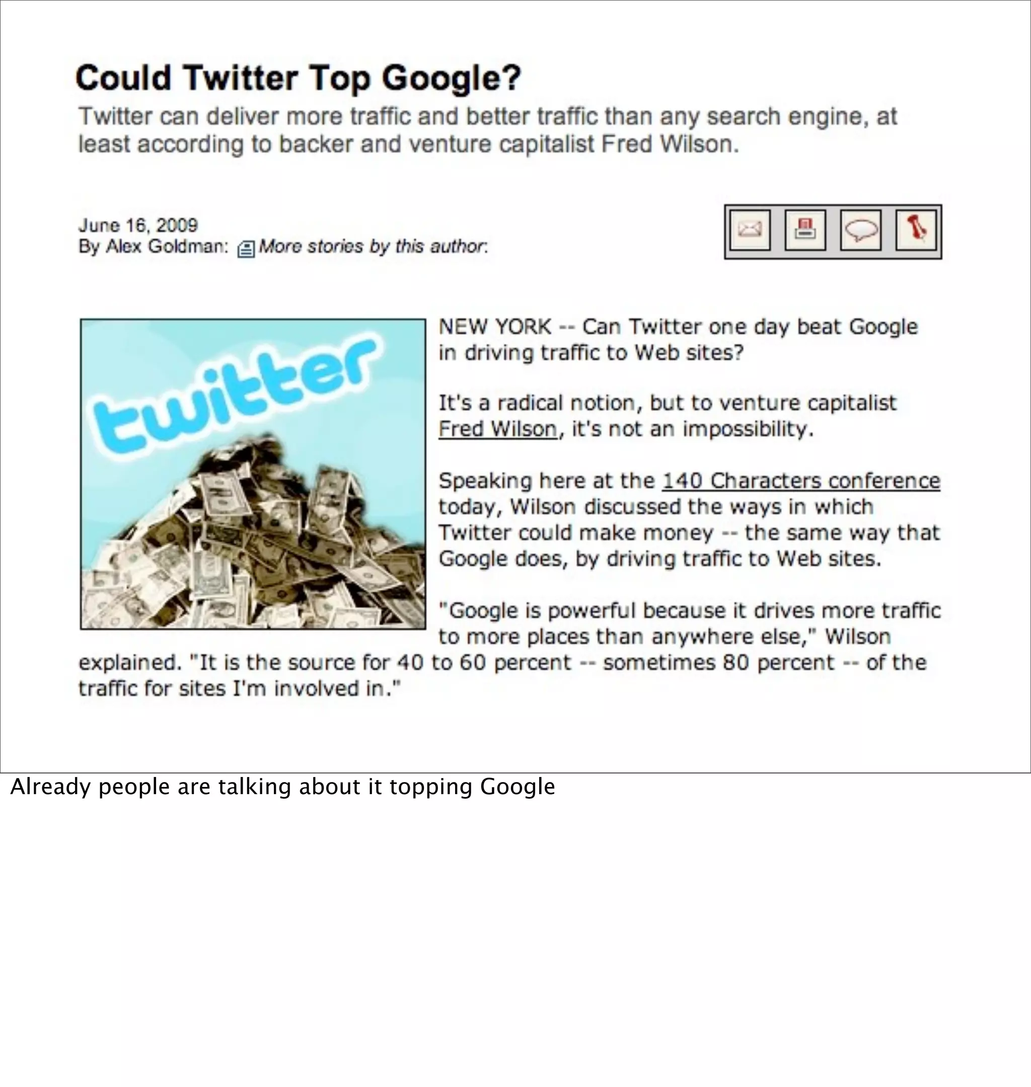 Already people are talking about it topping Google
 