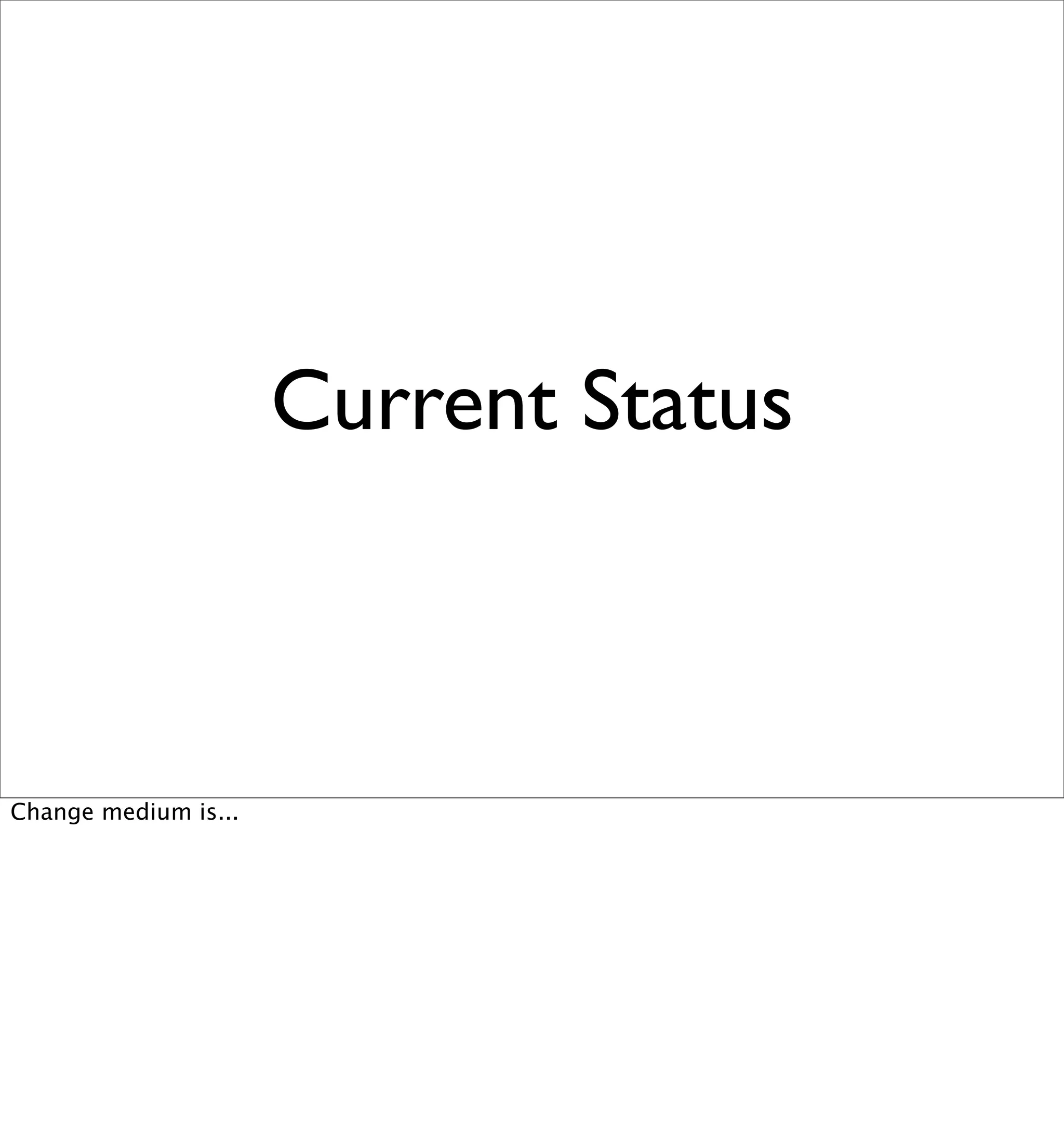 Current Status



Change medium is...
 
