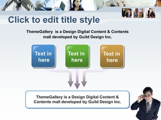 Click to edit title style
    ThemeGallery is a Design Digital Content & Contents
          mall developed by Guild Design Inc.



        Text in         Text in           Text in
         here            here              here




        ThemeGallery is a Design Digital Content &
       Contents mall developed by Guild Design Inc.
 
