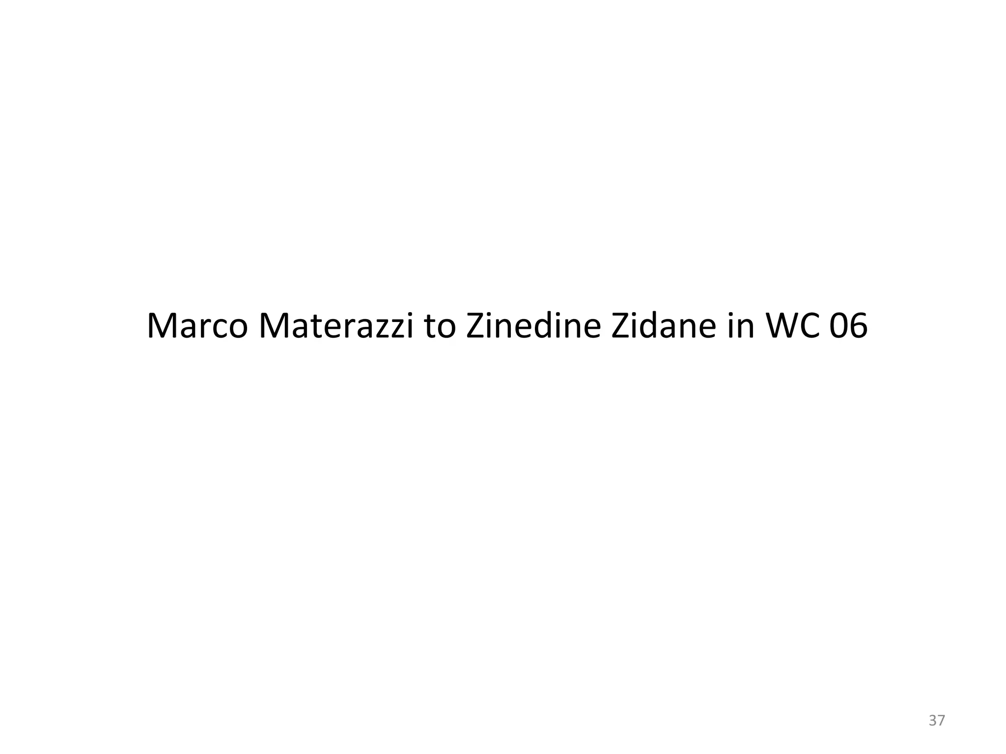 Marco Materazzi to Zinedine Zidane in WC 06 