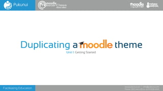 Facilitating Education
www.pukunui.com / info@pukunui.com
Phone: 1300 466 635 or +61 8 9328 4545
themes edition
Duplicating a theme
Unit 1: Getting Started
 