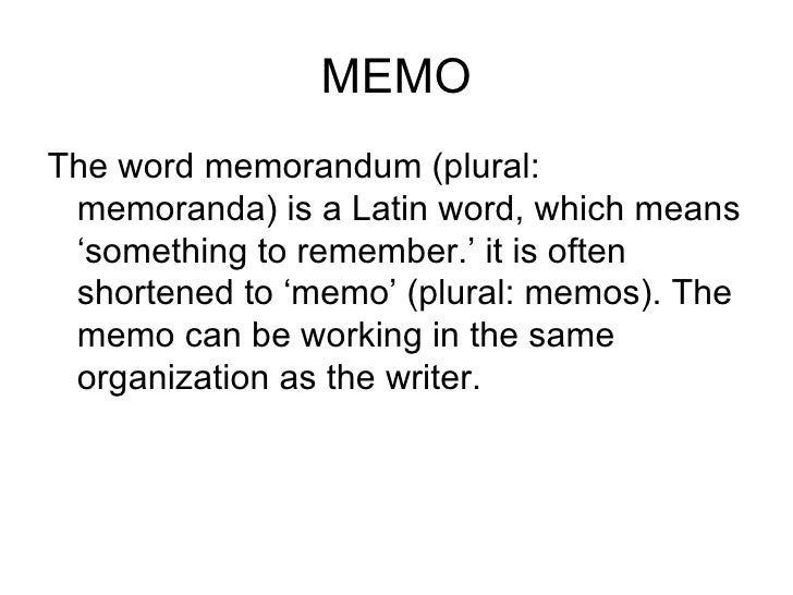 the memorandum what is memo