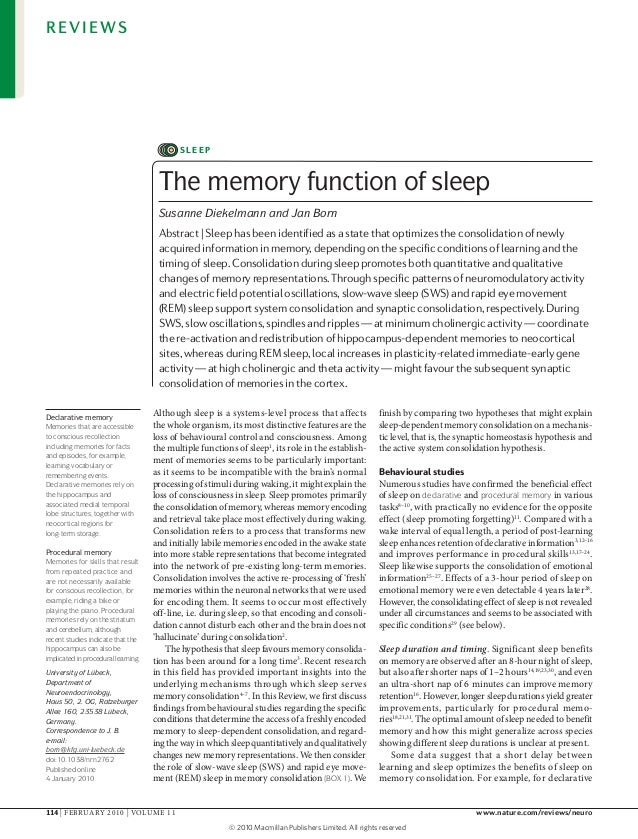 The memory function of sleep
