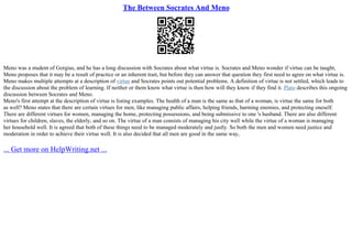 The Meno Dialogue By Socrates | PPT