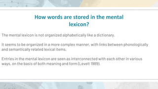 The Mental Lexicon.pdf The Mental Lexicon The Mental Lexicon | PDF