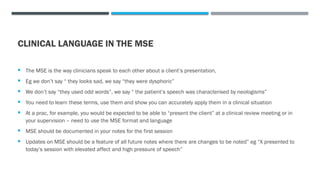 The mental State Examination and Descriptive Psychopathology 2021 ...