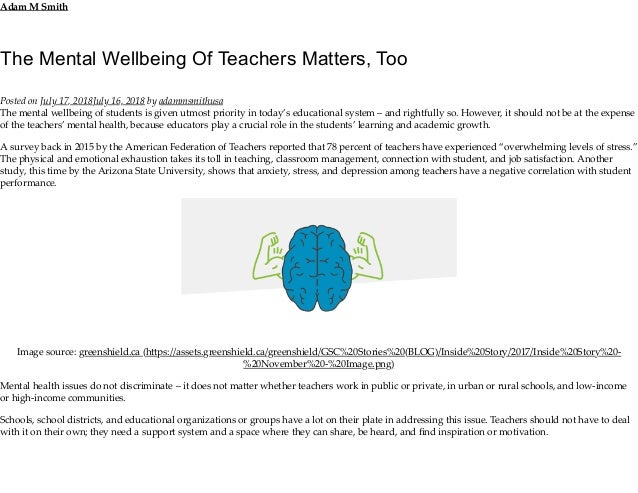 Educators Need Emotional Support Too >> The Mental Wellbeing Of Teachers Matters Educators Need Emotional Support Too >> The Mental Wellbeing Of Teachers Matters
