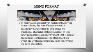 Exposition Example Menu Te The-Menu-and-its-courses | PPTX