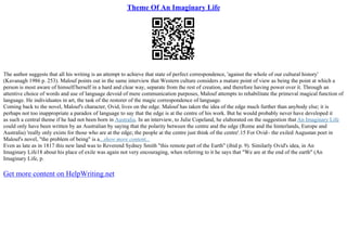 Theme Of An Imaginary Life | PPT