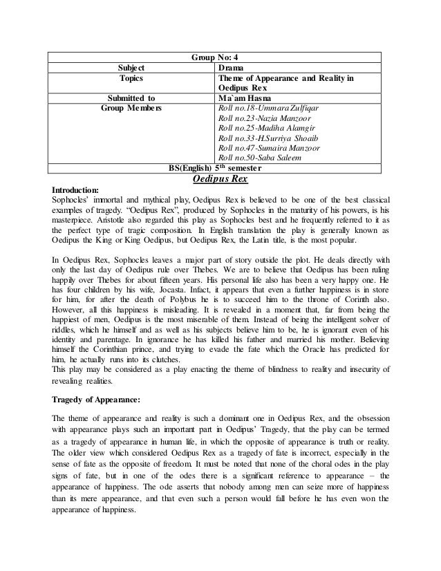 Theme essay oedipus rex