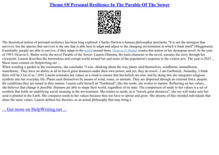 Theme Of Personal Resilience In The Parable Of The Sower | PPT