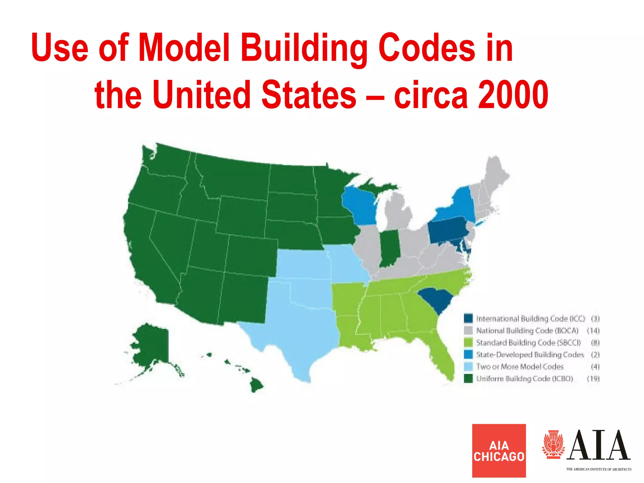Use of Model Building Codes in
the United States – circa 2000
 