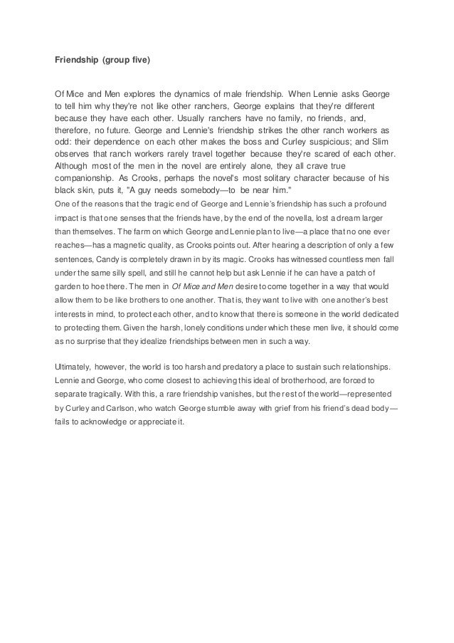 Science Fiction Essay Of Mice And Men Friendship Theme Essay College Essays College How To Use A Thesis Statement In An Essay also Essay Writings In English Of Mice And Men Essay Friendship Barcafontanacountryinncom 1984 Essay Thesis