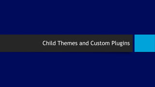 Child Themes and Custom Plugins
 