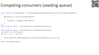 Competing consumers (seeding queue)
 