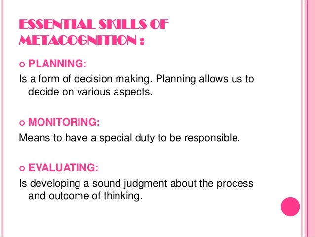 the metacognitive process metacognitive skills