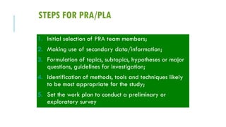 Pra Questionnaire The methodological cluster of RRA PRA and PLA.ppt