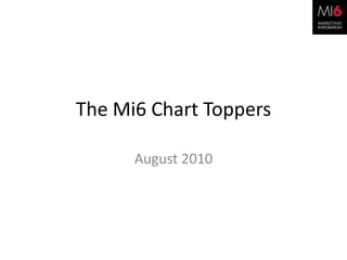 The Mi6 Chart Toppers August 2010 