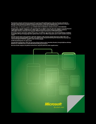 The information contained in this document represents the current view of Microsoft Corporation on the issues discussed as of the date of
publication. Because Microsoft must respond to changing market conditions, it should not be interpreted to be a commitment on the part of
Microsoft, and Microsoft cannot guarantee the accuracy of any information presented after the date of publication.
This white paper is for informational purposes only. MICROSOFT MAKES NO WARRANTIES, EXPRESS OR IMPLIED, IN THIS DOCUMENT.
Complying with all applicable copyright laws is the responsibility of the user. Without limiting the rights under copyright, no part of this document
may be reproduced, stored in, or introduced into a retrieval system, or transmitted in any form or by any means (electronic, mechanical,
photocopying, recording, or otherwise), or for any purpose, without the express written permission of Microsoft Corporation.
The example companies, organisations, products, domain names, e-mail addresses, logos, people, places, and events depicted herein are fictitious.
No association with any real company, organisation, product, domain name, e-mail address, logo, person, place, or event is intended or should be
inferred.
Microsoft may have patents, patent applications, trademarks, copyrights, or other intellectual property rights covering subject matter in this
document. Except as expressly provided in any written license agreement from Microsoft, the furnishing of this document does not give you any
license to these patents, trademarks, copyrights, or other intellectual property.
© 2011 Microsoft Corporation. All rights reserved.
Microsoft, Active Directory, Azure, BizTalk, Excel, Lync Server, Outlook, PerformancePoint, PowerPivot, SharePoint, Silverlight, SQL Server, Windows,
Windows Live, and Windows Server are trademarks of the Microsoft group of companies.
The names of actual companies and products mentioned herein may be the trademarks of their respective owners.
 