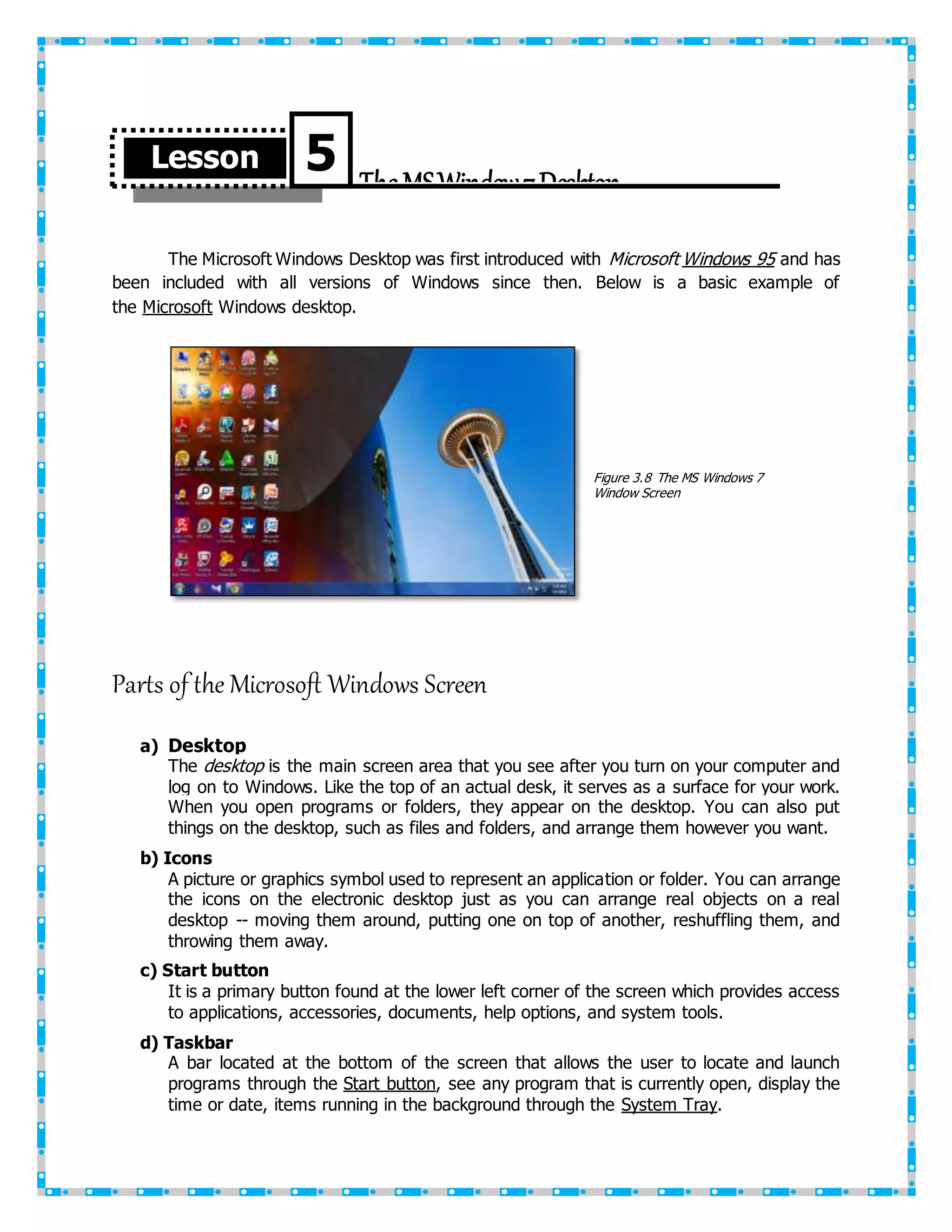 The microsoft windows desktop | DOCX