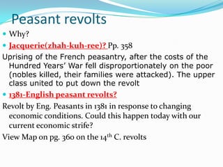 Jan Huss: 1372–1415Czech priest, philosopher turned reformerKey predecessor of Protestant MovementHad similar ideals as WycliffeCriticized the Church's wealth & attached the issuing of indulgencesBurned at the stake for crimes of heresyExamine a the manuscript illustration of his execution on page 357!