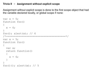 Trivia II - Assignment without explicit scope
Assignment without explicit scope is done to the first scope object that had...