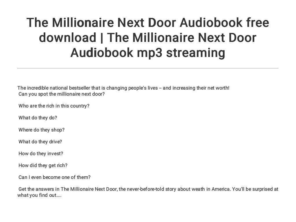 millionaire next door audiobook youtube millionaire next door audiobook youtube