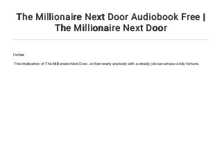 the millionaire next door audiobook reddit free