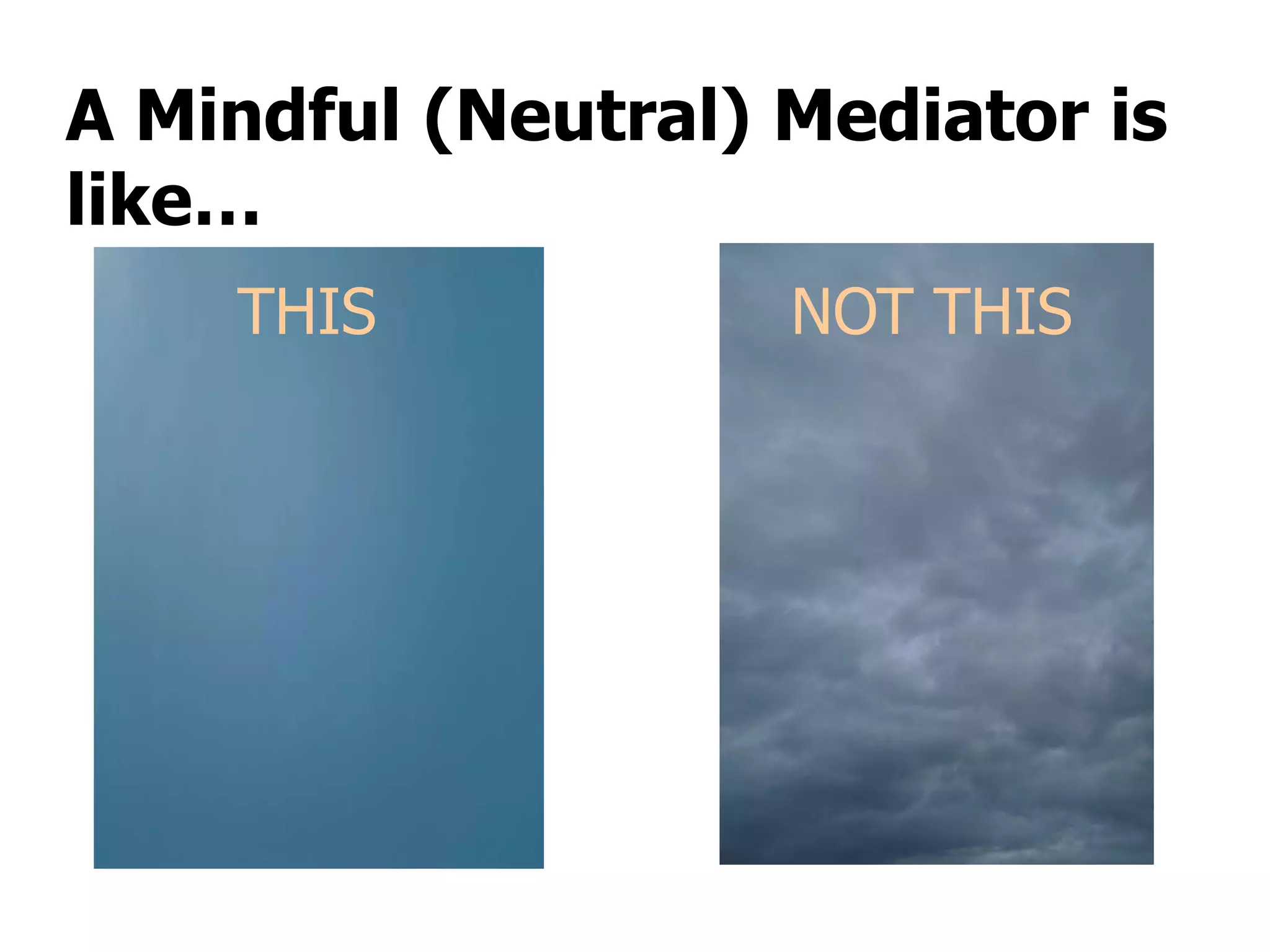 A Mindful (Neutral) Mediator is
like…
THIS NOT THIS
 