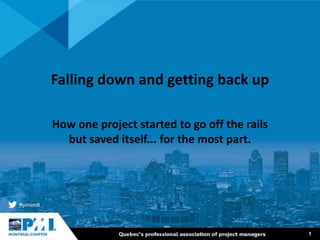 1
Falling down and getting back up
How one project started to go off the rails
but saved itself... for the most part.
 