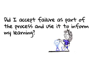 Did I accept failure as part of the
process and use it to inform my
learning?
 